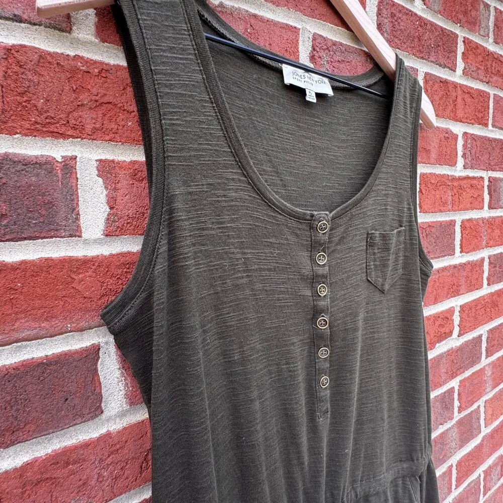 Jones New York Sport Shorts Romper Womens Petite Large Forest Green Pockets - Picture 2 of 11